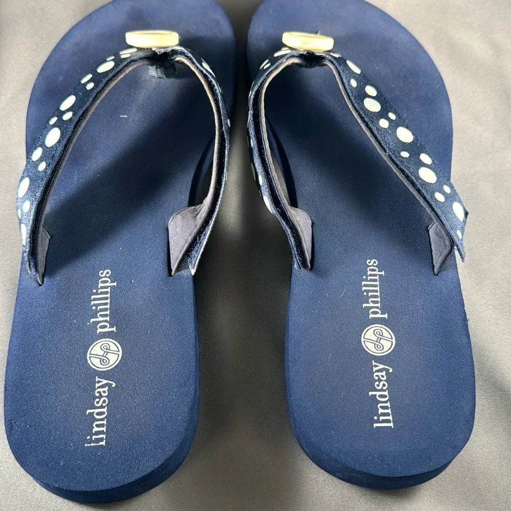 LINDSAY PHILLIPS THONG FLIP FLOP IN NAVY - Picture 6 of 6